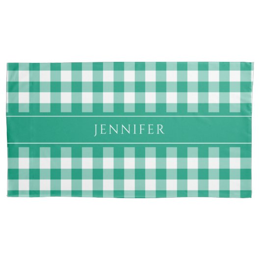 Rustieke groene geruite gingham kussensloop (Voorkant)