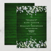 Rustieke groene houten bloemstuk trouwfeest kaart (Voorkant / Achterkant)