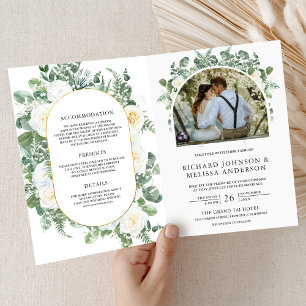Rustieke groene ivoorkleurige bloemen foto QR-code