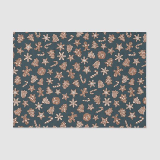 Rustieke groene kerstkoekjes patroon tissuepapier (Voorkant)