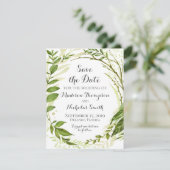 Rustieke Groene Krans Bruiloft Save The Date Kaart (Staand voorkant)
