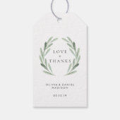 Rustieke groene krans Elegante bruiloft dank u Cadeaulabel (Achterkant)