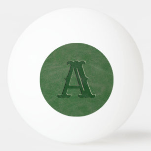 Rustieke Groene Lederen Textuur Monogram Initiaal  Pingpongballen