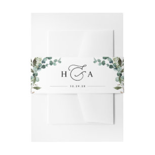 Rustieke Groene Monogram Bruiloft Uitnodigingen Wikkel
