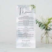 Rustieke groene monogram winter bruiloft diner menu (Staand voorkant)