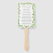 Rustieke groene olijfblad kader trouwprogramma handwaaier (Achterkant)