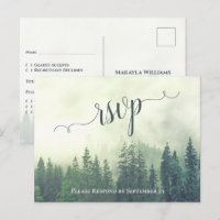 Rustieke Groene Pijnbomen Outdoor Bruiloft RSVP