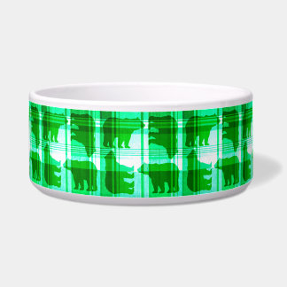 Rustieke groene plaid beren pet bowl voerbakje