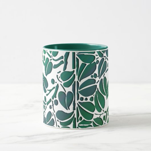 Rustieke groene scrollen bladeren koffie Mok (Midden)
