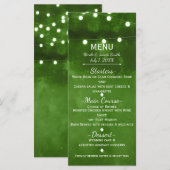 Rustieke groene slingerlichtjes Elegant trouwmenu Menu (Voorkant / Achterkant)