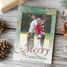 Rustieke Groene Sneeuwvlokken Vrolijke Kerstfoto Feestdagenkaart