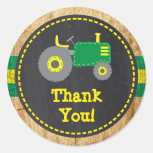 Rustieke Groene Tractor Dank u Favor Sticker