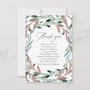 Rustieke groene winter baby shower bedankkaart