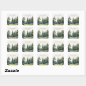 Rustieke groene zomer bos bruiloft vierkante sticker (Vel)