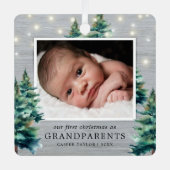 Rustieke grootouders eerste kerstboom metalen ornament (Voorkant)