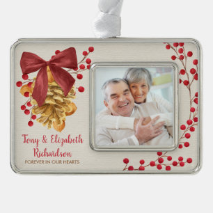 Rustieke Grootouders Memorial Foto Kerstmis Verzilverd Kader Ornament