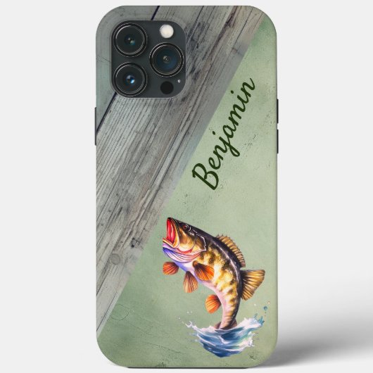 Rustieke grote mond bas springen uit het water Case-Mate iPhone case (Achterkant)