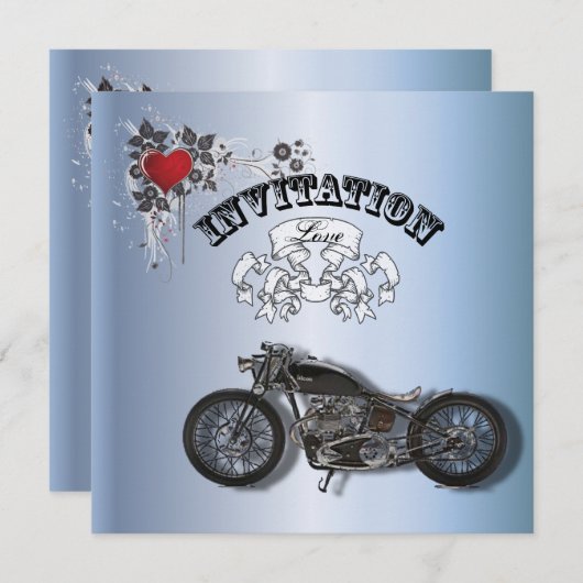 Rustieke grunge Motorcyle Biker Bruiloft Aankondiging (Voorkant / Achterkant)