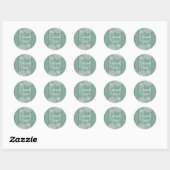 Rustieke haakdoilies op turquoise hout dank u ronde sticker (Vel)