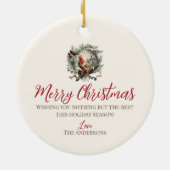 Rustieke haan boerderij dier Kerstmis dennenkrans Keramisch Ornament (Achterkant)