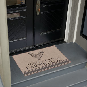 Rustieke Haan Boerderij Familienaam Doormat Deurmat