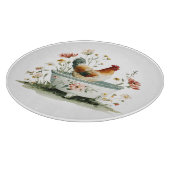 Rustieke Haan en Hen Bloemen | Snijplank (Hoek)