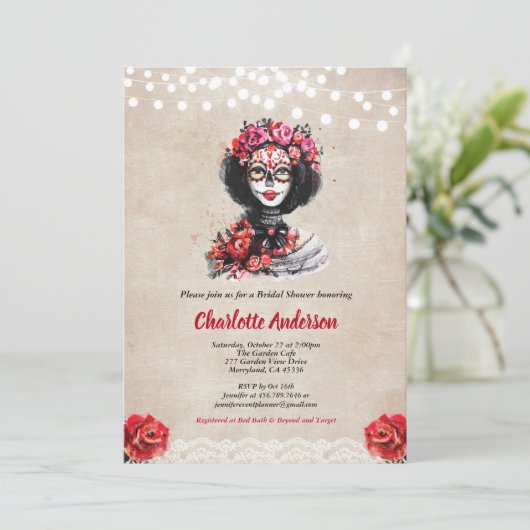 Rustieke Halloween bruids douche uitnodiging (Staand voorkant)