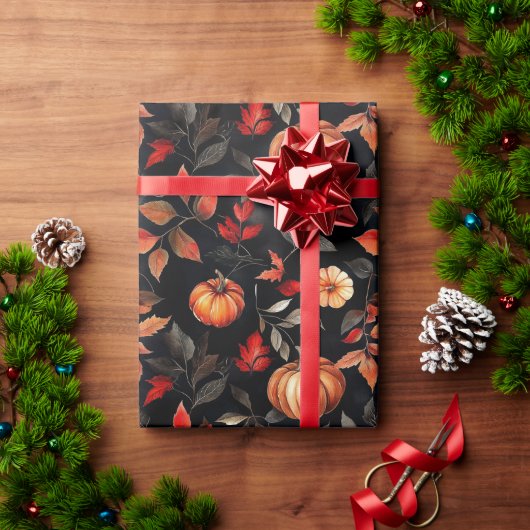 Rustieke Halloween Fall Leaves Pumpkin Cadeaupapier (Feestdagen Geschenken)