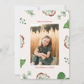 Rustieke Hand-Drawn Mistletoe Pine Kerstfoto Feestdagenkaart (Voorkant)