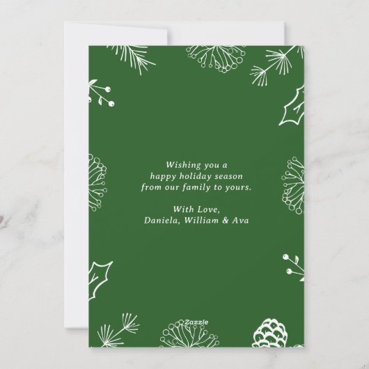 Rustieke Hand-Drawn Mistletoe Pine Kerstfoto Feestdagenkaart (Achterkant)