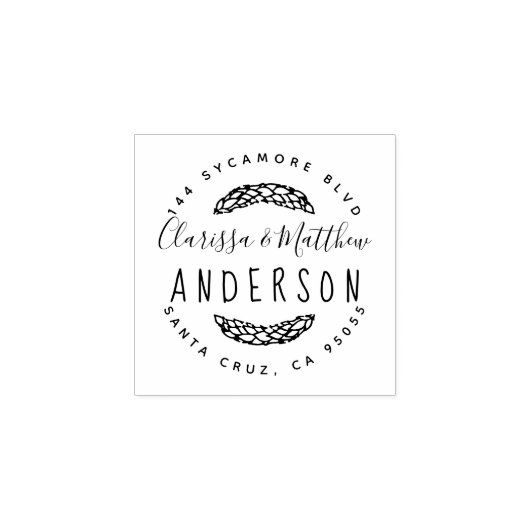 Rustieke Hand getrokken Getrouwd Paar Retouradres Rubberstempel (Afrduk)