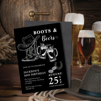 Rustieke Hand Sketch Boots & Beers Elke Leeftijd V Kaart