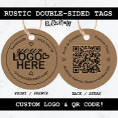 Rustieke handgemaakt met liefde Custom Logo QR Cod Bedankjes Labels