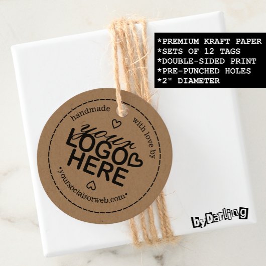 Rustieke handgemaakt met liefde Custom Logo QR Cod Bedankjes Labels