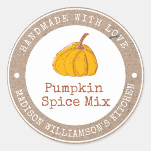 Rustieke handgemaakt met liefde Pumpkin Spice La Ronde Sticker