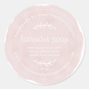 Rustieke Handgemaakte Lavendel Zeep Aquarel Paars Ronde Sticker