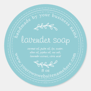 Rustieke Handgemaakte Lavendelzeep Engel Blauw Ronde Sticker