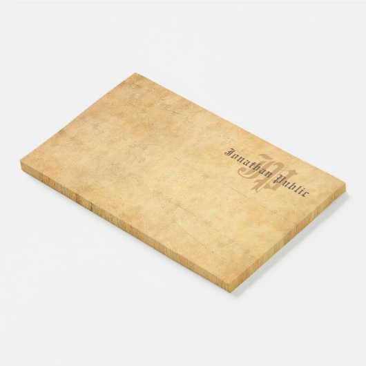 Rustieke handgeschreven tekst Elegant Monogram Post-it® Notes (Schuin)