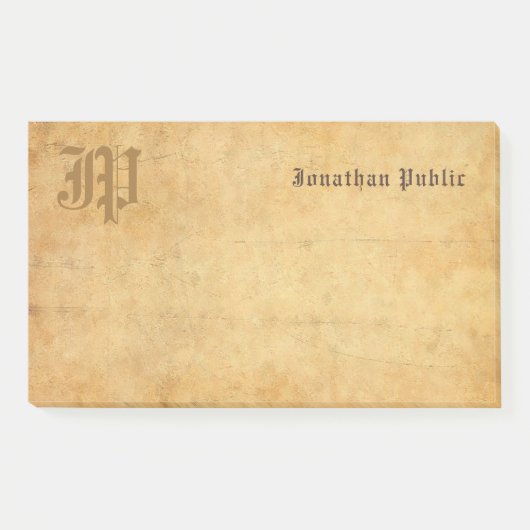 Rustieke handgeschreven tekst Elegant Monogram Post-it® Notes (Voorkant)