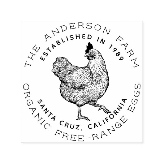 Rustieke handgetekende hen | Custom Chicken Egg Bo Zelfinktende Stempel (Design)