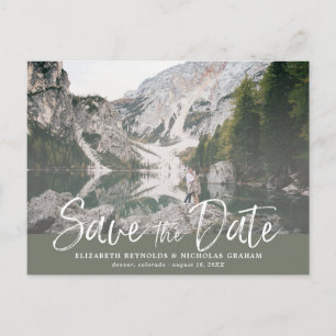 Rustieke handlettering foto save the date briefkaart