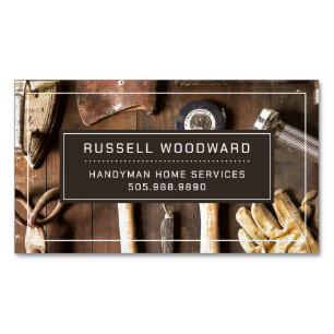 Rustieke Handyman Carpenter Gereedschap van de han Magnetisch Visitekaartje