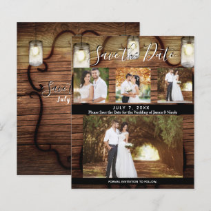 Rustieke Hanglampen Trouwfoto Save the Date