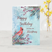 Rustieke Happy Birthday met kerst Kaart (Gele Bloem)