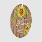 Rustieke Happy Retirement Floral gepersonaliseerd Ornament (voorkant)
