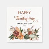 Rustieke Happy Thanksgiving Pompoen Servet (Voorkant)