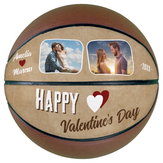 Rustieke Happy Valentijnsdag 2 foto's Basketbal (Voorkant)