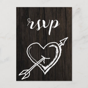 Rustieke hart pijl hout bruiloft rsvp briefkaarten