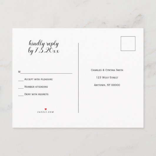 Rustieke hart pijl hout bruiloft rsvp briefkaarten (Achterkant)