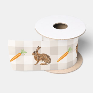 Rustieke hazen en wortels beige geruit lente lint